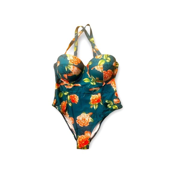 Cupshe  Floral Plus Size 1X Bathing Suit One Piece Women's Swimsuit NWT - Picture 1 of 4